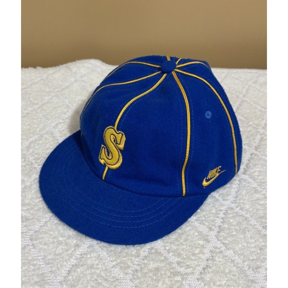 Vtg Nike Seattle Mariners Embroidered Striped Ken Griffey Style Fitted Hat 7 5/8